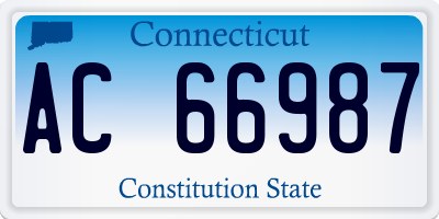 CT license plate AC66987