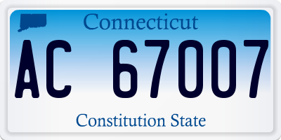 CT license plate AC67007