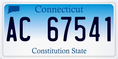 CT license plate AC67541