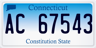CT license plate AC67543