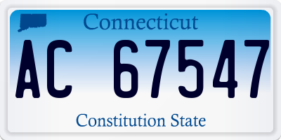 CT license plate AC67547