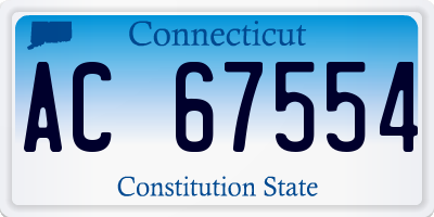 CT license plate AC67554