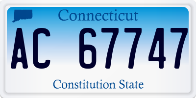 CT license plate AC67747