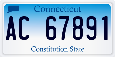 CT license plate AC67891