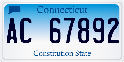 CT license plate AC67892