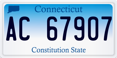 CT license plate AC67907