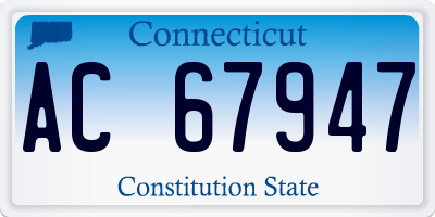 CT license plate AC67947