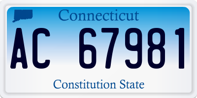 CT license plate AC67981