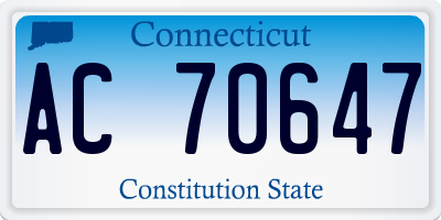 CT license plate AC70647