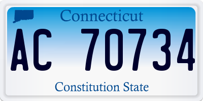 CT license plate AC70734