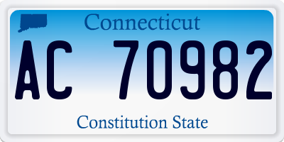 CT license plate AC70982