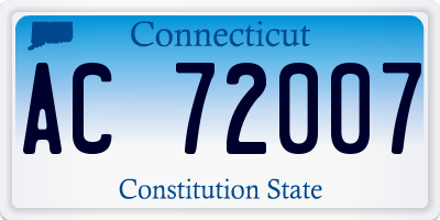 CT license plate AC72007