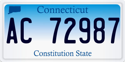CT license plate AC72987
