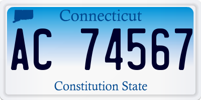 CT license plate AC74567