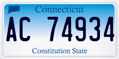 CT license plate AC74934