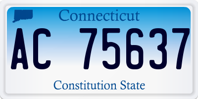 CT license plate AC75637