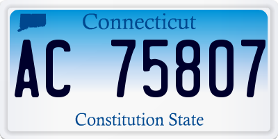 CT license plate AC75807