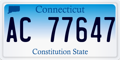 CT license plate AC77647
