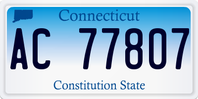 CT license plate AC77807