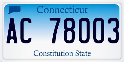 CT license plate AC78003