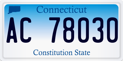 CT license plate AC78030