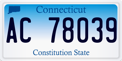 CT license plate AC78039