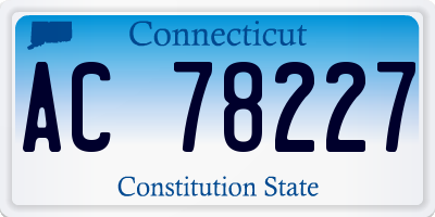 CT license plate AC78227