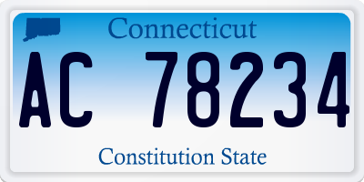 CT license plate AC78234