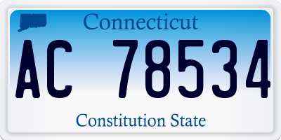 CT license plate AC78534