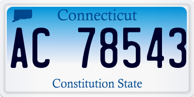 CT license plate AC78543