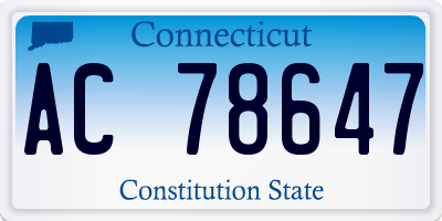 CT license plate AC78647