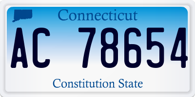 CT license plate AC78654