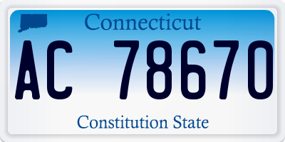 CT license plate AC78670