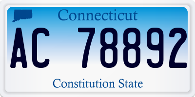 CT license plate AC78892
