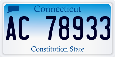 CT license plate AC78933