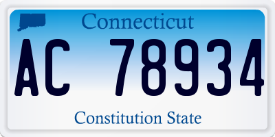 CT license plate AC78934