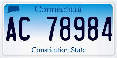 CT license plate AC78984