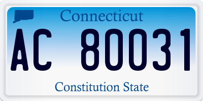 CT license plate AC80031