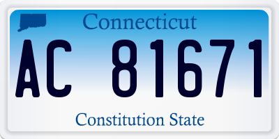 CT license plate AC81671
