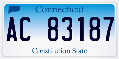 CT license plate AC83187