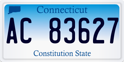 CT license plate AC83627