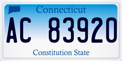 CT license plate AC83920