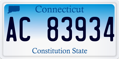 CT license plate AC83934