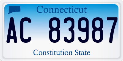 CT license plate AC83987
