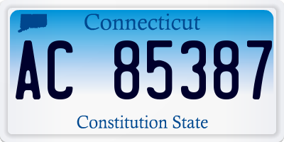 CT license plate AC85387