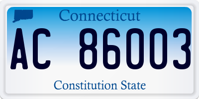 CT license plate AC86003
