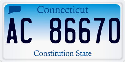CT license plate AC86670