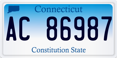 CT license plate AC86987