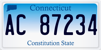 CT license plate AC87234