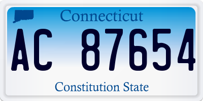 CT license plate AC87654